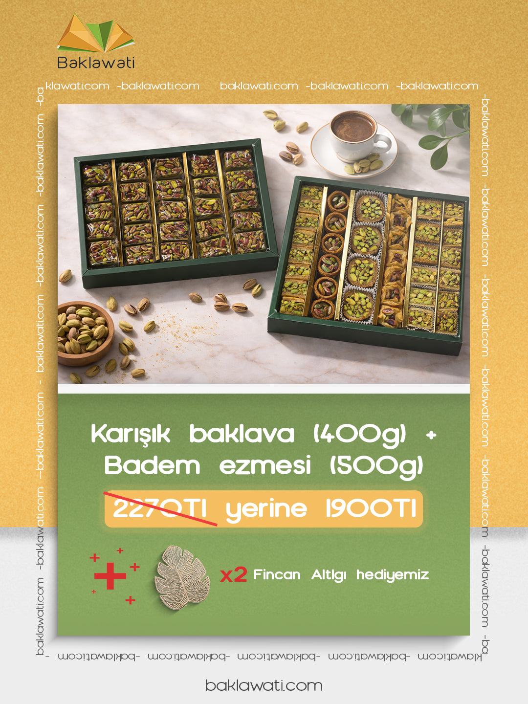 Mayıs Seti 2 – Karışık Baklava (400g) & Badem Ezmesi (500g)