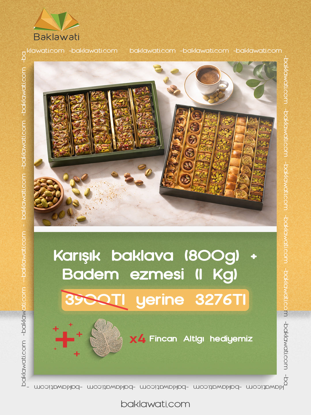 Mayıs Seti 1 – Karışık Baklava (800g) & Badem Ezmesi (1 Kg)